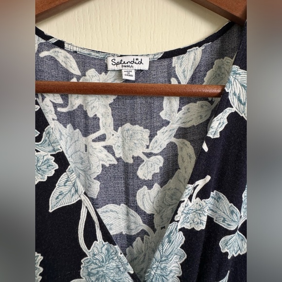 Splendid Navy Green Floral Dress in Rayon Crepon S - Picture 3 of 5